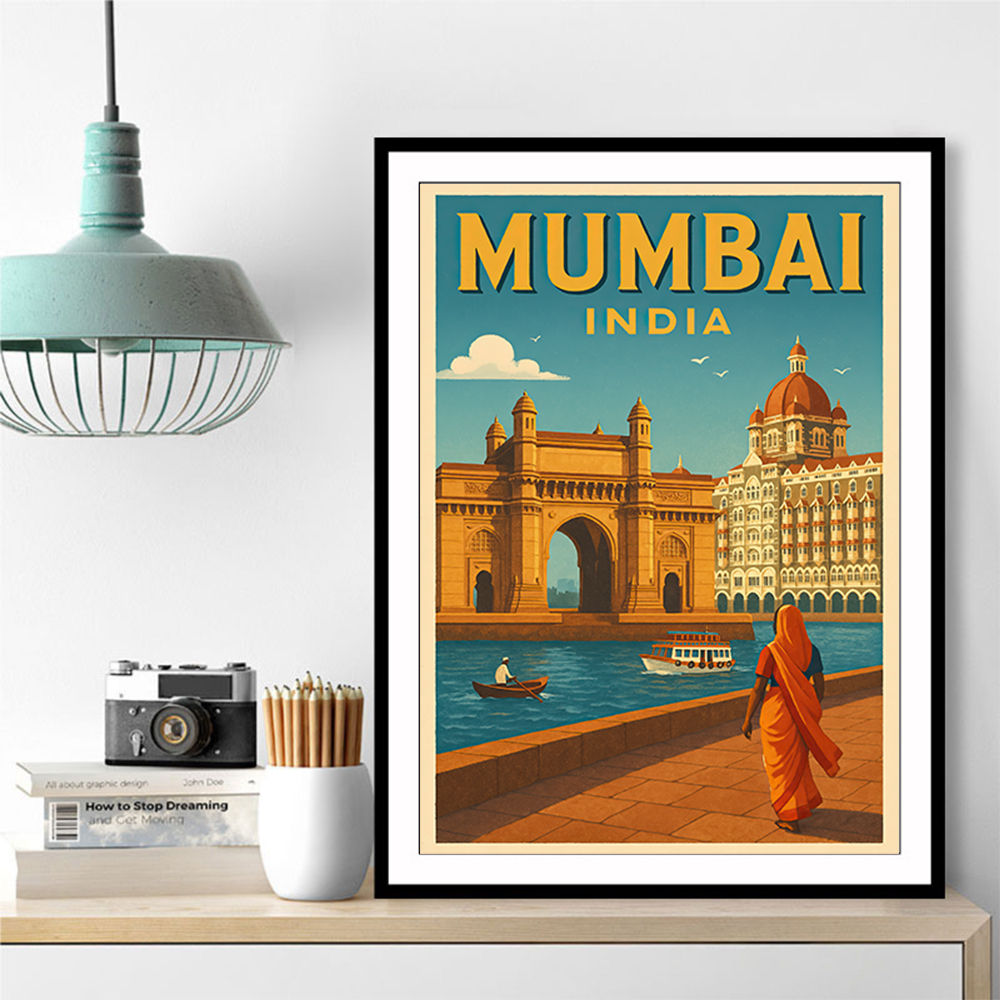 Mumbai India Travel Poster Wall Art