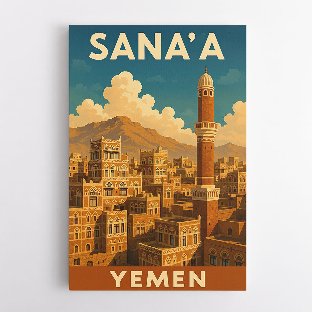 Sanaa Yemen Travel Poster Wall Art