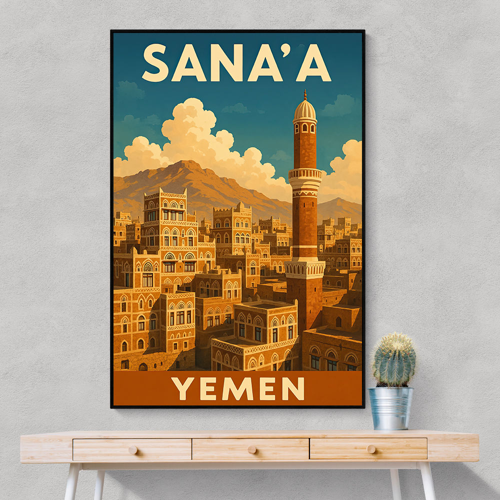Sanaa Yemen Travel Poster Wall Art