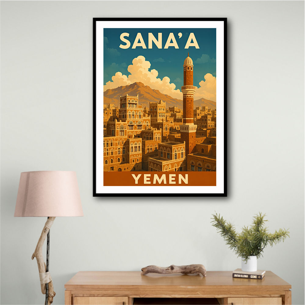 Sanaa Yemen Travel Poster Wall Art