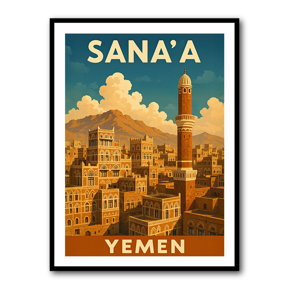 Sanaa Yemen Travel Poster Wall Art