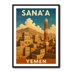 Sanaa Yemen Travel Poster Wall Art