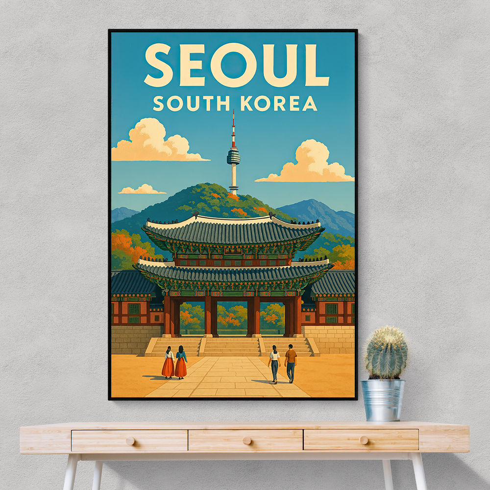 Seoul South Korea Travel Poster 1 Wall Art