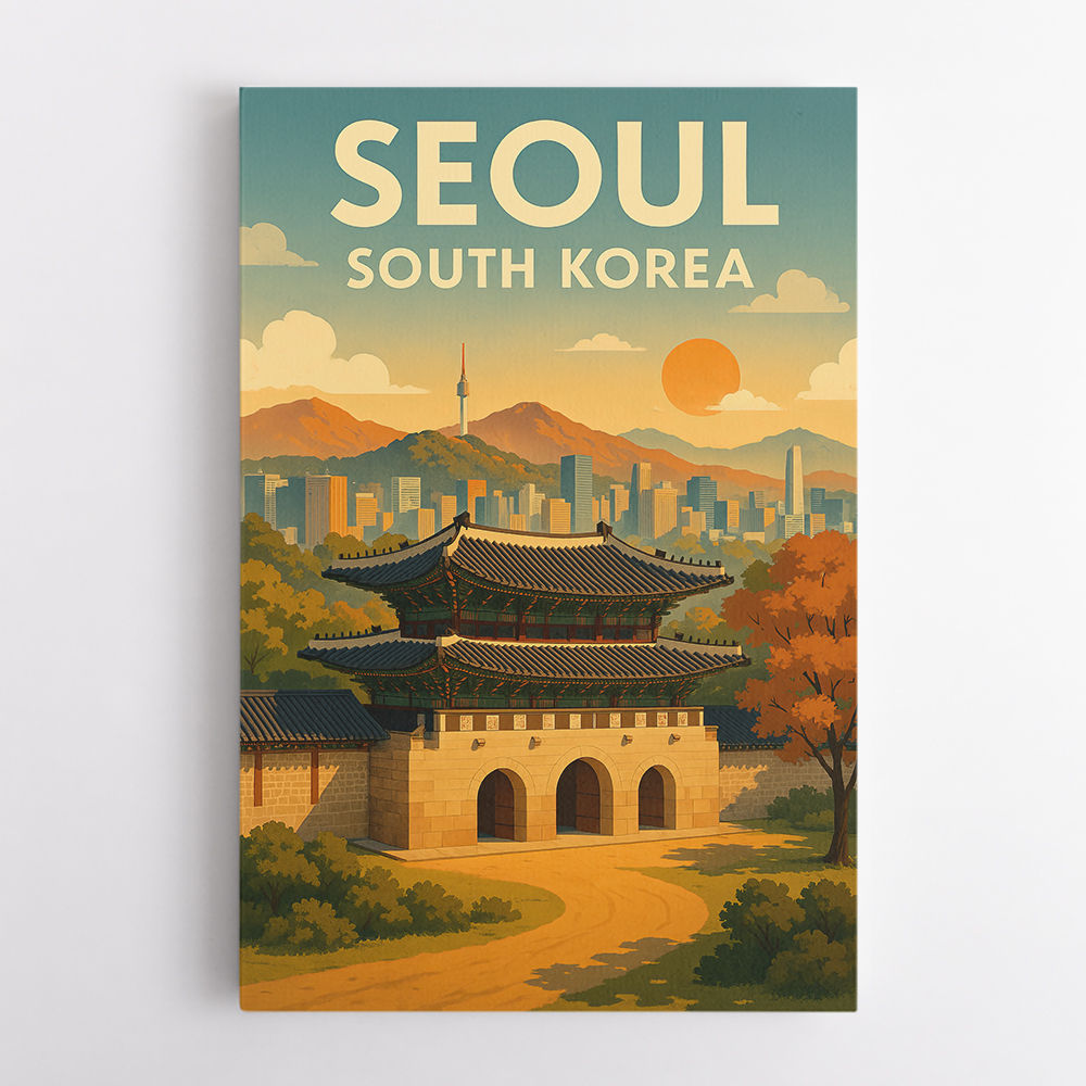 Seoul South Korea Travel Poster Wall Art