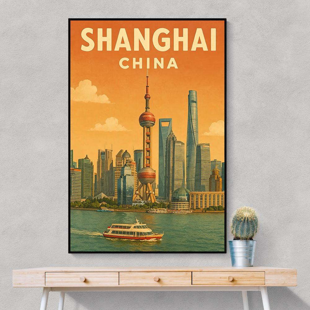 Shanghai Travel Poster 1 Wall Art