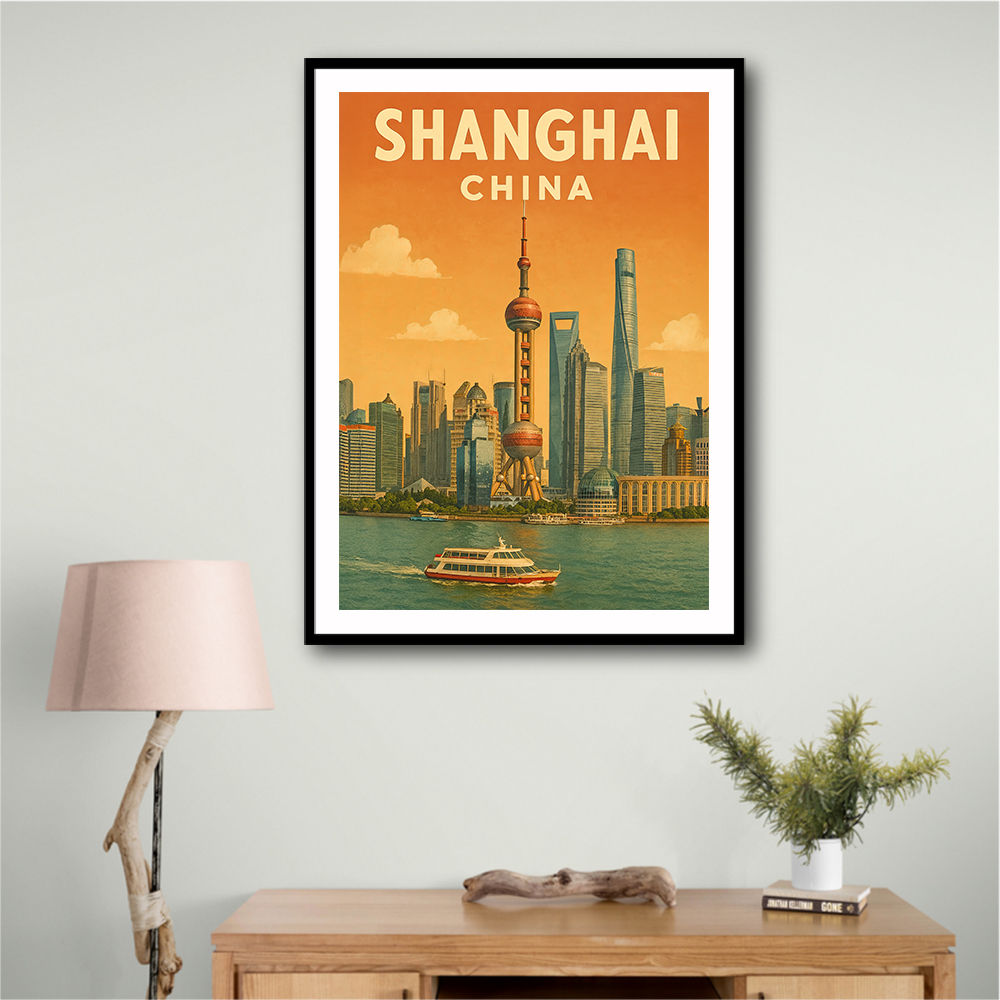 Shanghai Travel Poster 1 Wall Art