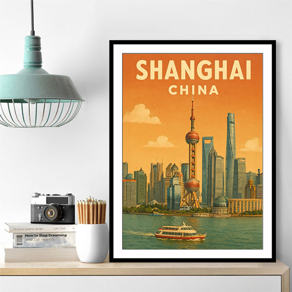 Shanghai Travel Poster 1 Wall Art