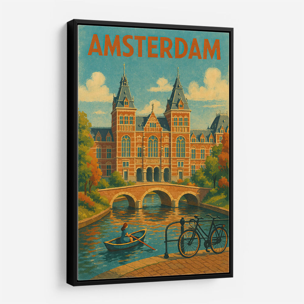 Amsterdam Travel Poster Featuring Rijksmuseum 1 Wall Art