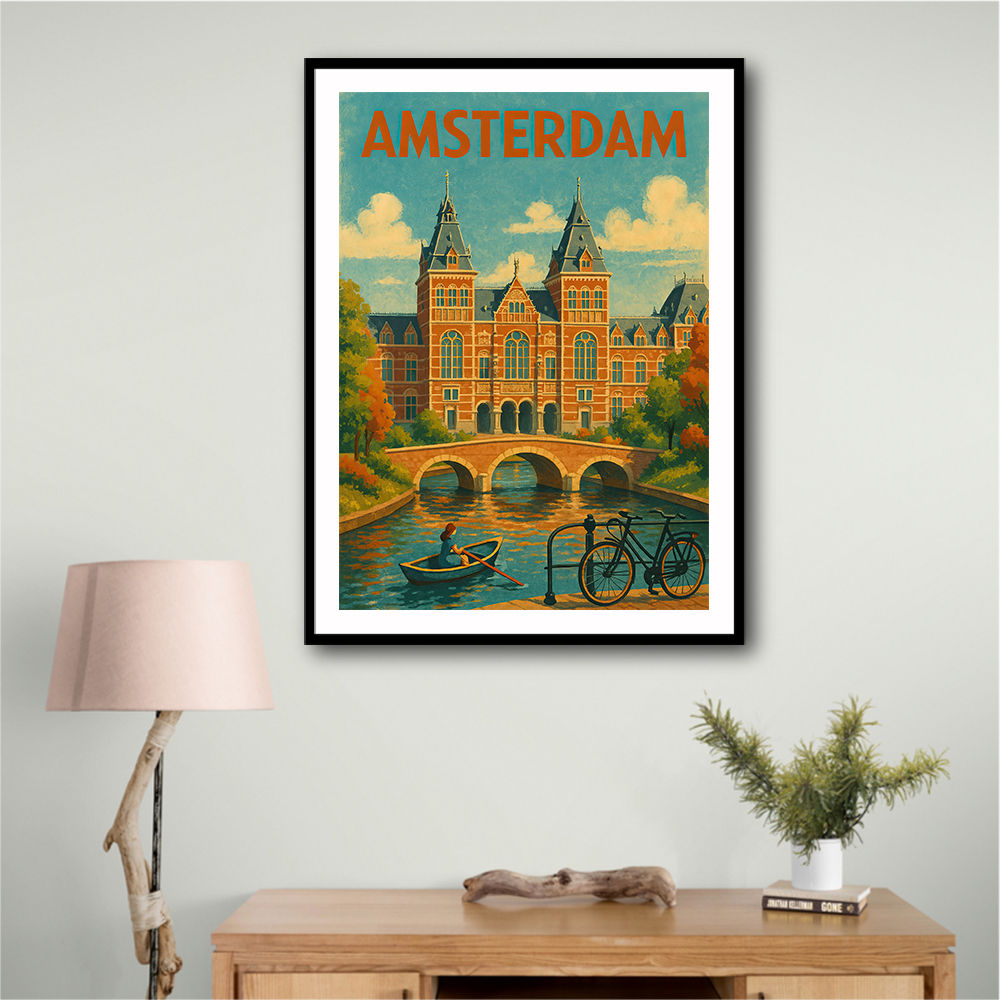 Amsterdam Travel Poster Featuring Rijksmuseum 1 Wall Art