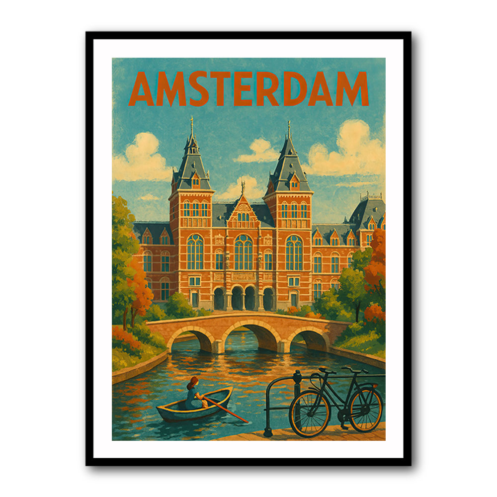 Amsterdam Travel Poster Featuring Rijksmuseum 1 Wall Art