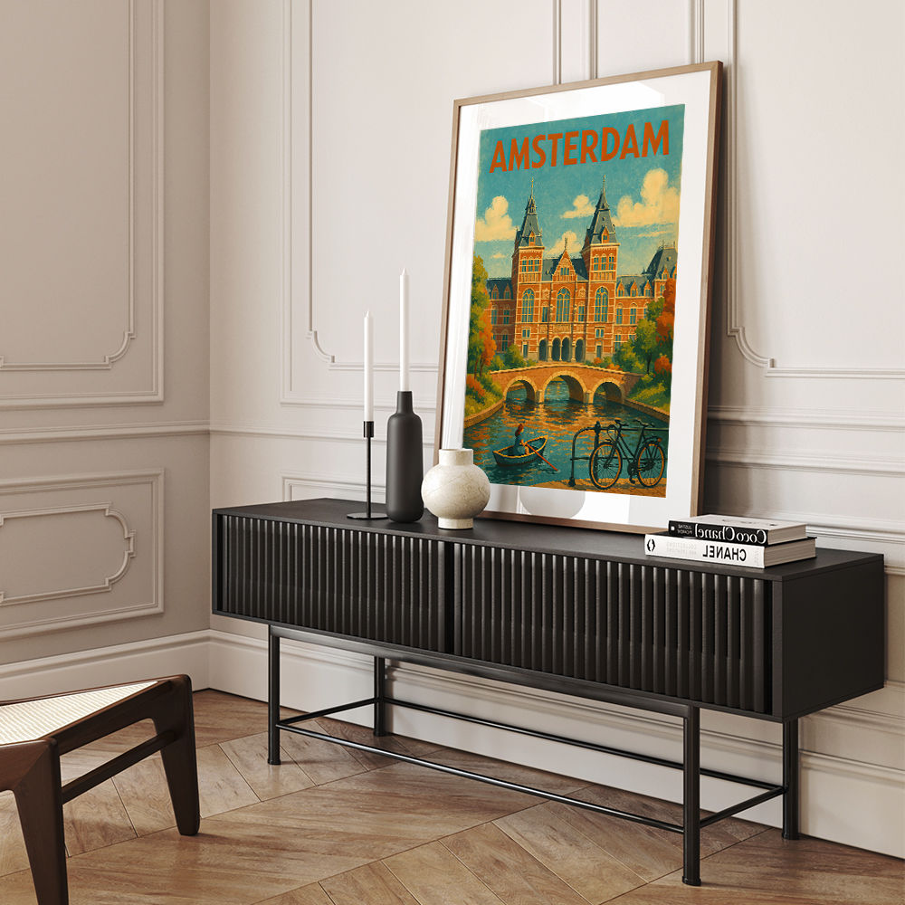 Amsterdam Travel Poster Featuring Rijksmuseum 1 Wall Art