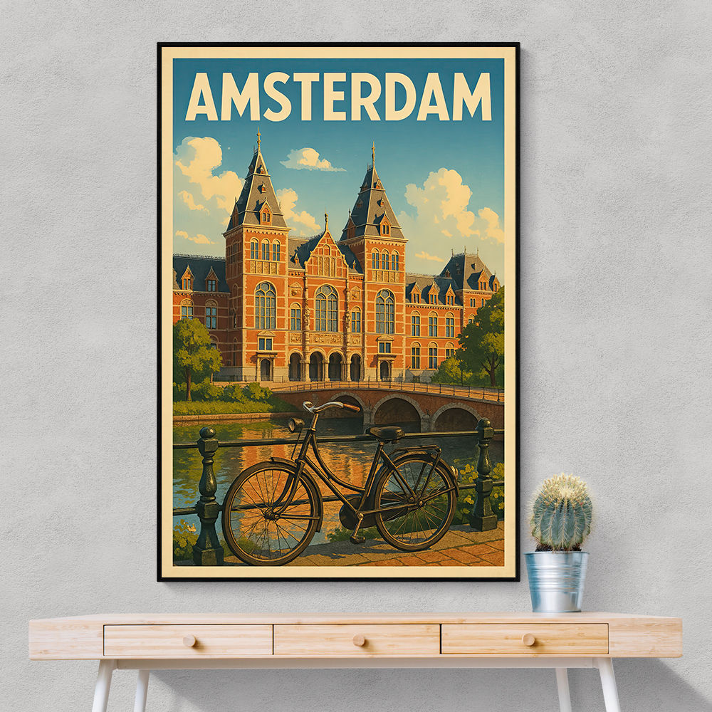 Amsterdam Travel Poster Featuring Rijksmuseum Wall Art