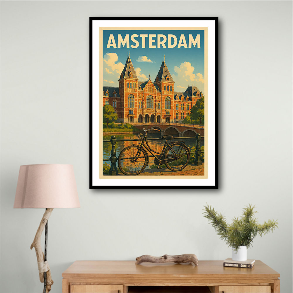 Amsterdam Travel Poster Featuring Rijksmuseum Wall Art