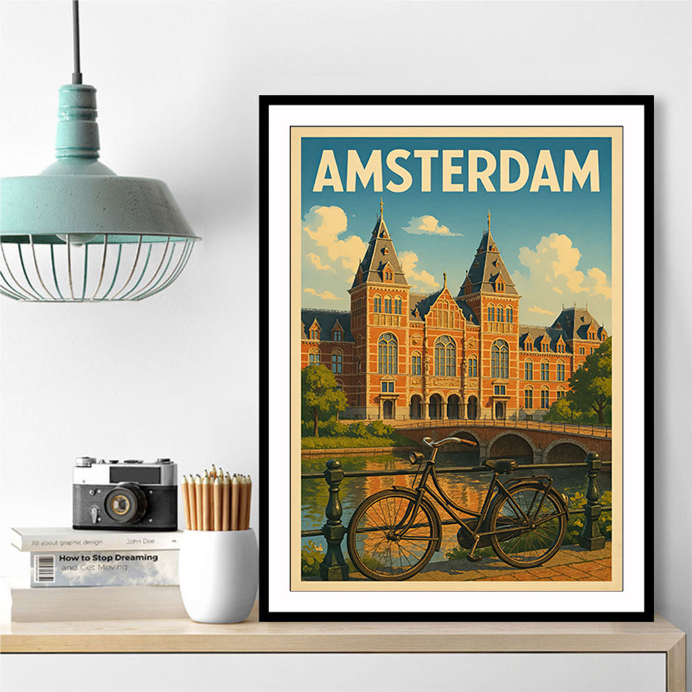 Amsterdam Travel Poster Featuring Rijksmuseum Wall Art