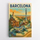 Barcelona Travel Poster Featuring Park Güell 2 Wall Art