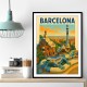 Barcelona Travel Poster Featuring Park Güell 2 Wall Art