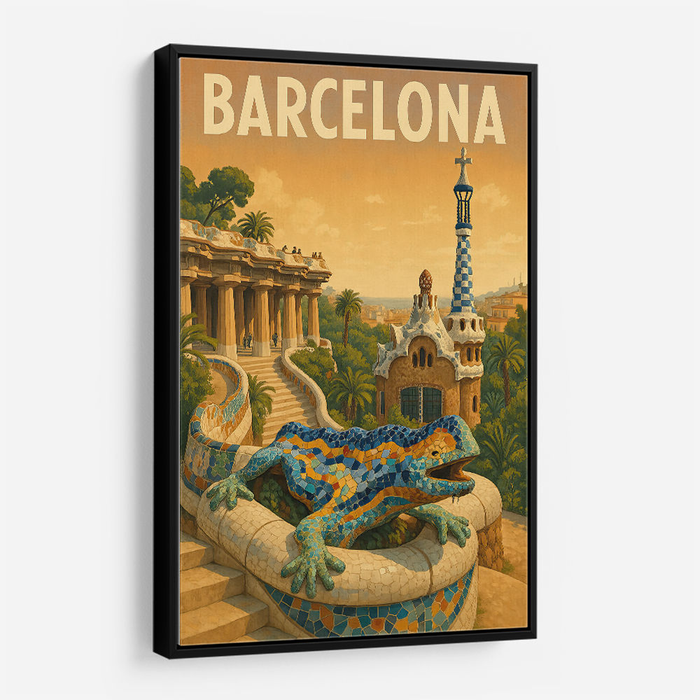Barcelona Travel Poster Featuring Park Güell Wall Art