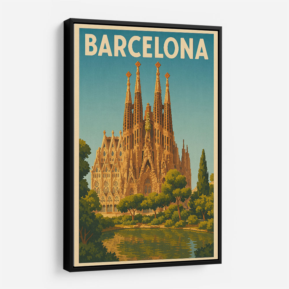 Barcelona Travel Poster Featuring Sagrada Família 1 Wall Art