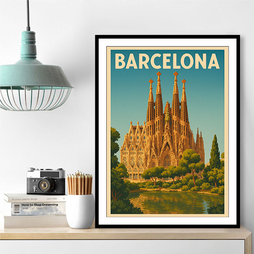 Barcelona Travel Poster Featuring Sagrada Família 1 Wall Art