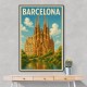 Barcelona Travel Poster Featuring Sagrada Família Wall Art