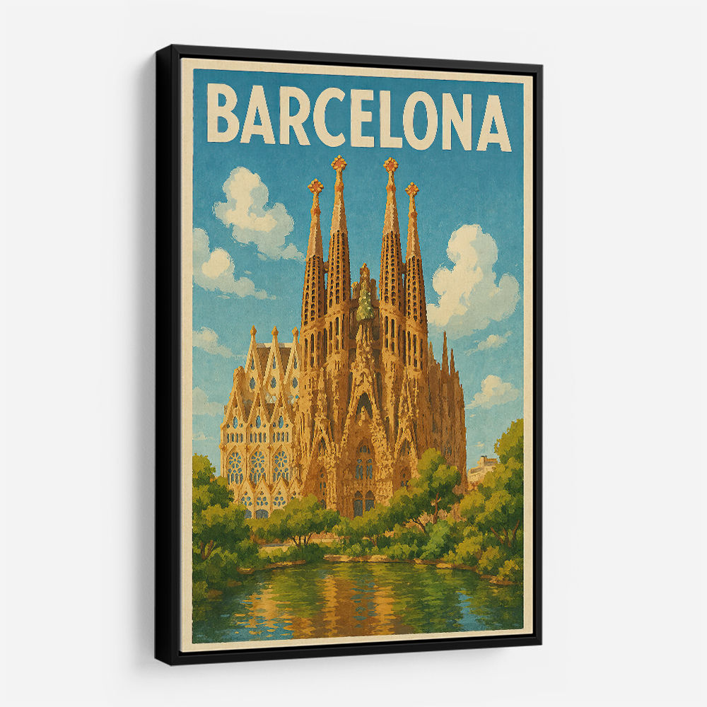 Barcelona Travel Poster Featuring Sagrada Família Wall Art