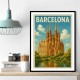 Barcelona Travel Poster Featuring Sagrada Família Wall Art