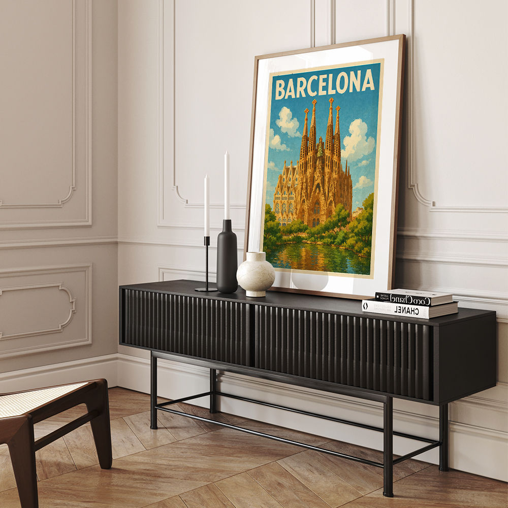 Barcelona Travel Poster Featuring Sagrada Família Wall Art