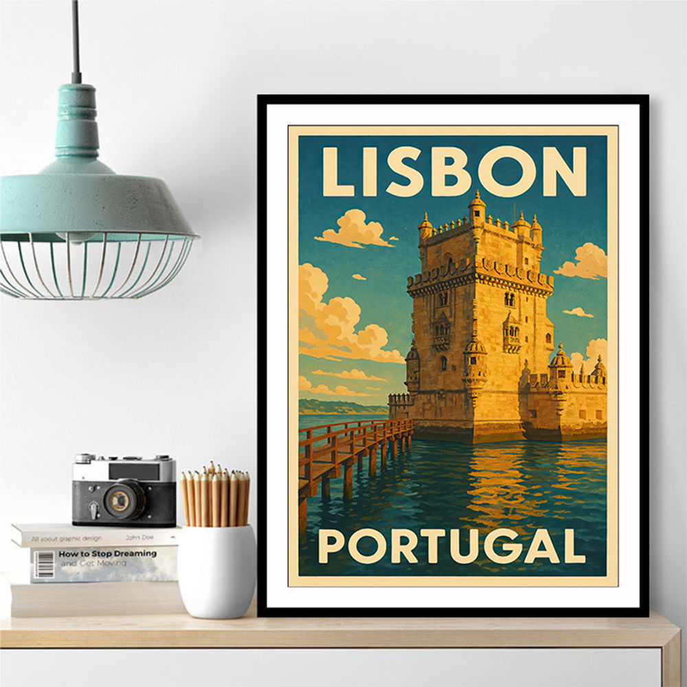 Belém Tower Lisbon Travel Poster Wall Art