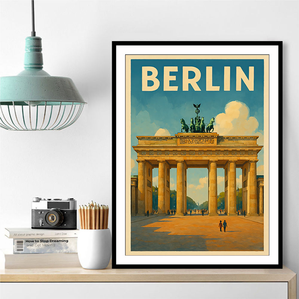 Berlin Travel Poster Featuring Brandenburg Gate Wall Art
