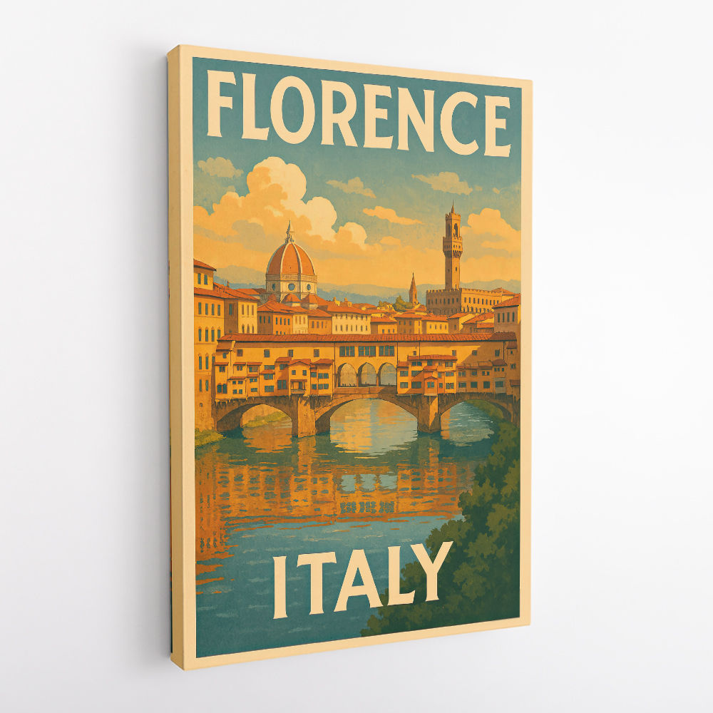 Florence Italy Travel Poster Featuring Ponte Vecchio Poster Wall Art