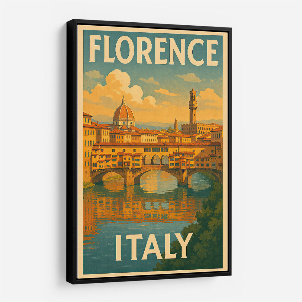 Florence Italy Travel Poster Featuring Ponte Vecchio Poster Wall Art
