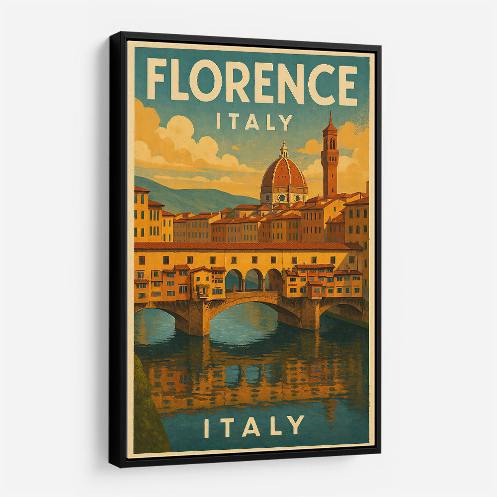 Florence Italy Travel Poster Featuring Ponte Vecchio Travel Poster Wall Art