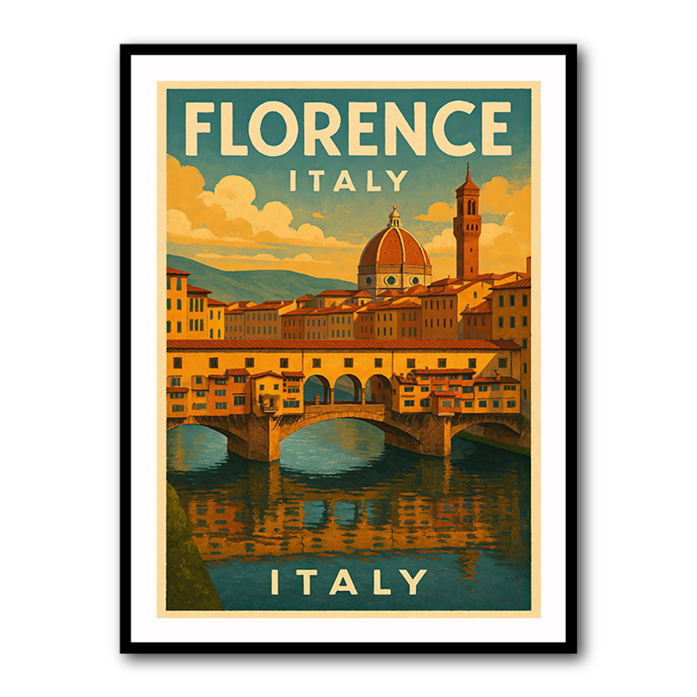 Florence Italy Travel Poster Featuring Ponte Vecchio Travel Poster Wall Art