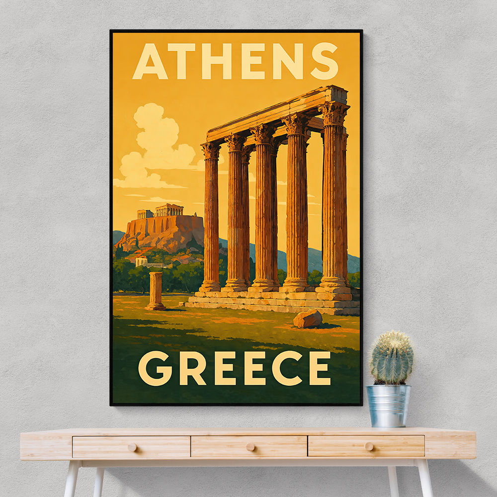 Olympian Zeus Greece Travel Poster Wall Art