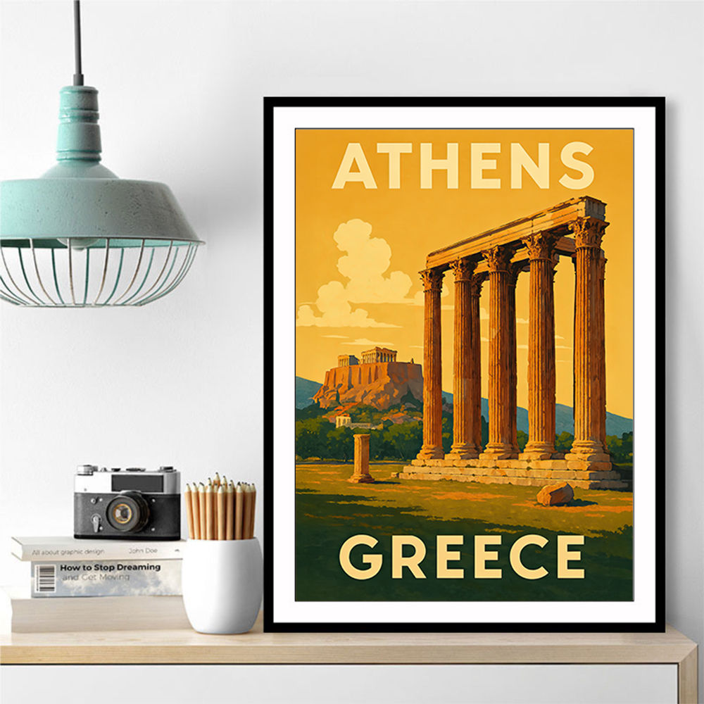 Olympian Zeus Greece Travel Poster Wall Art