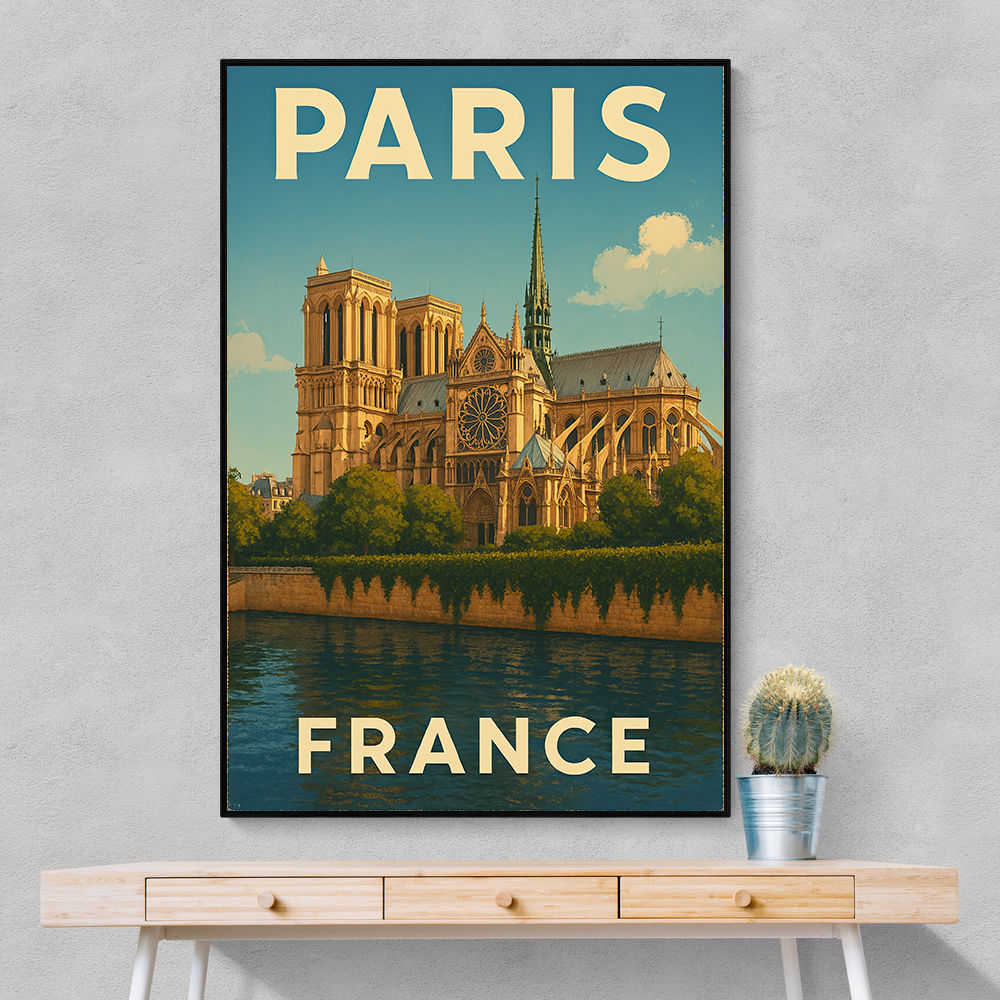 Paris Notre-Dame Cathedral Travel Poster 1 Wall Art