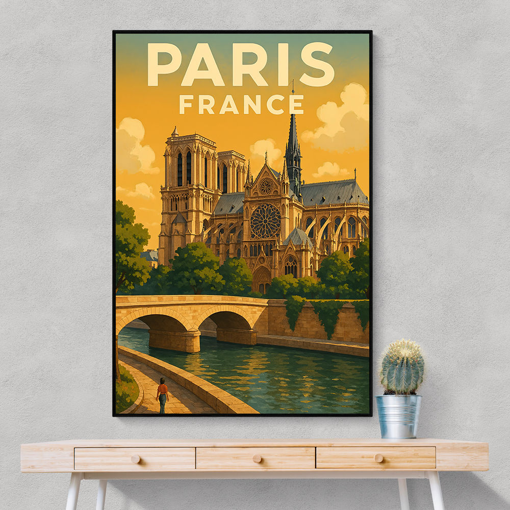 Paris Notre-Dame Cathedral Travel Poster Wall Art