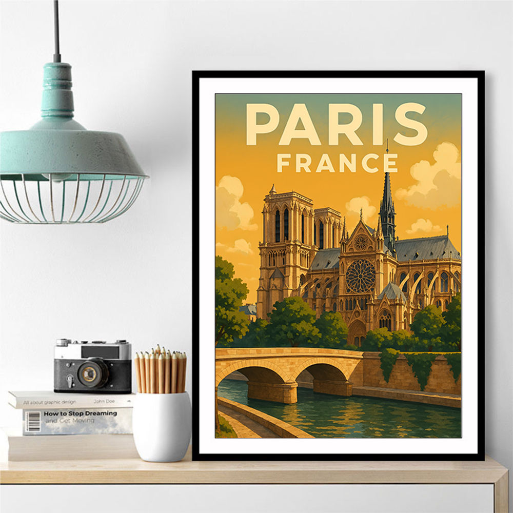 Paris Notre-Dame Cathedral Travel Poster Wall Art