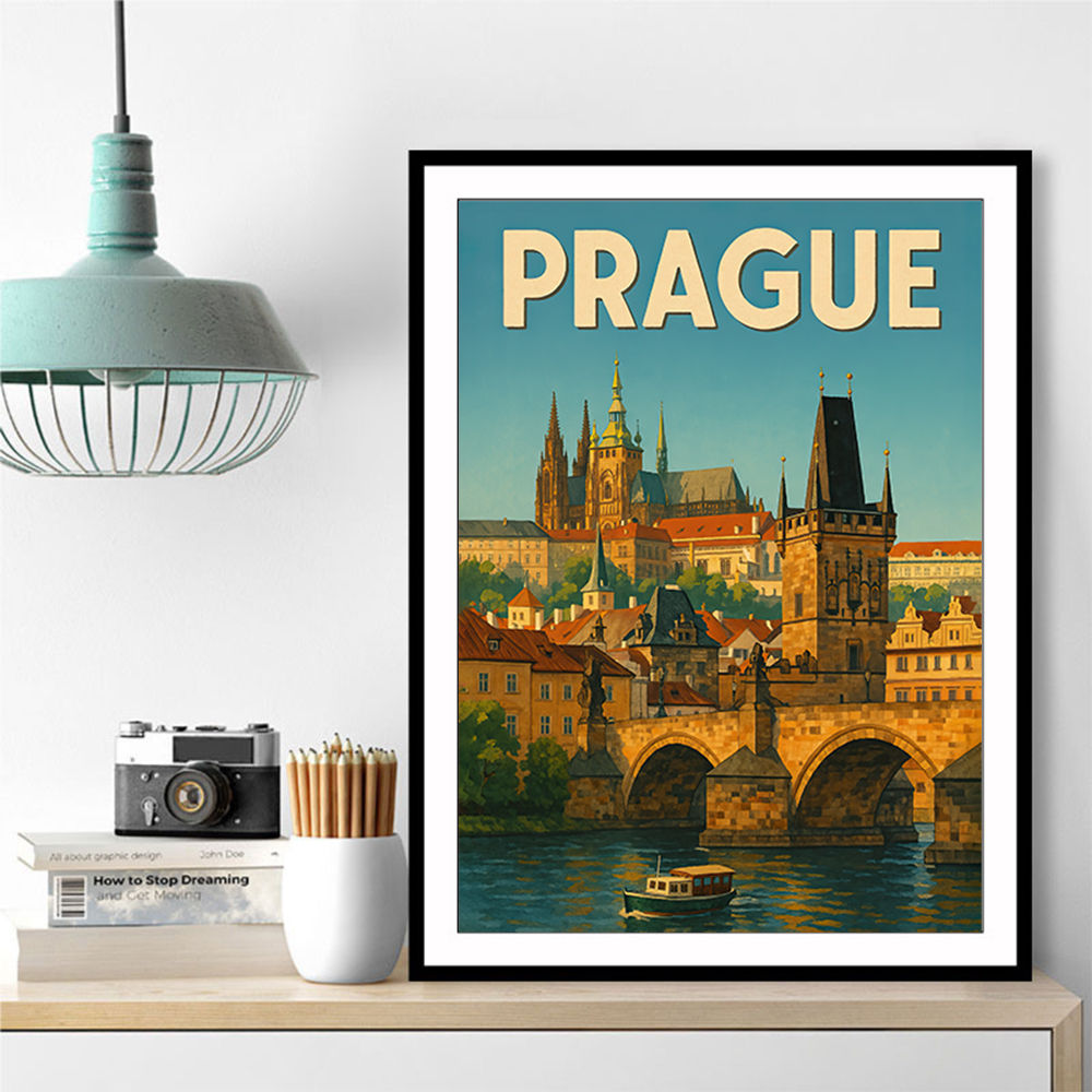 Prague Travel Poster 2 Wall Art
