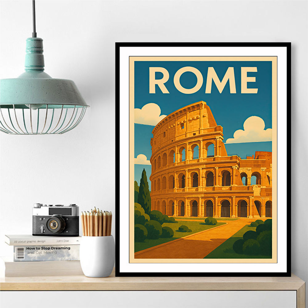 Rome Colosseum Travel Poster Wall Art
