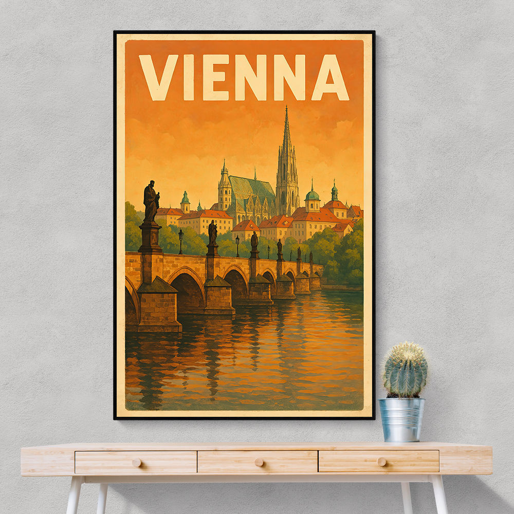 Vienna Charles Bridge Travel Poster 2 Wall Art