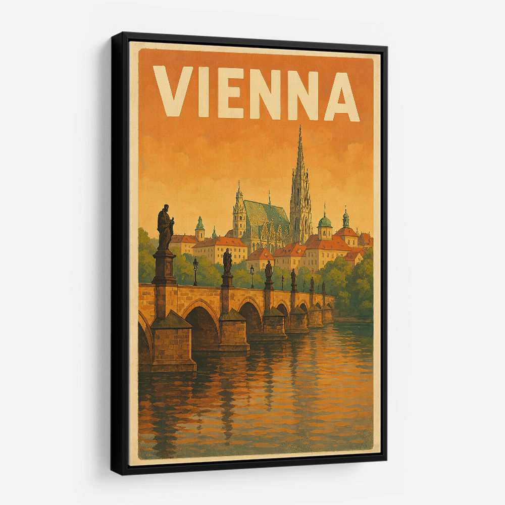 Vienna Charles Bridge Travel Poster 2 Wall Art