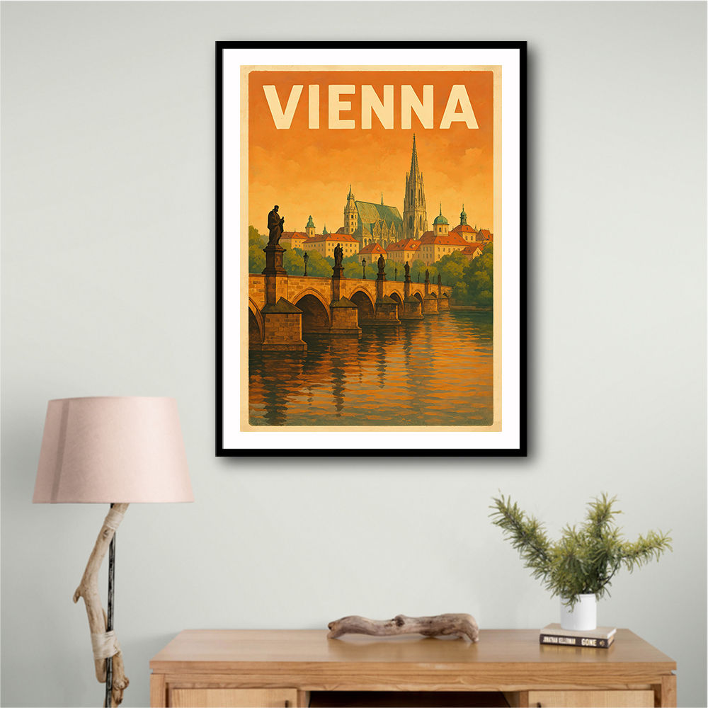 Vienna Charles Bridge Travel Poster 2 Wall Art