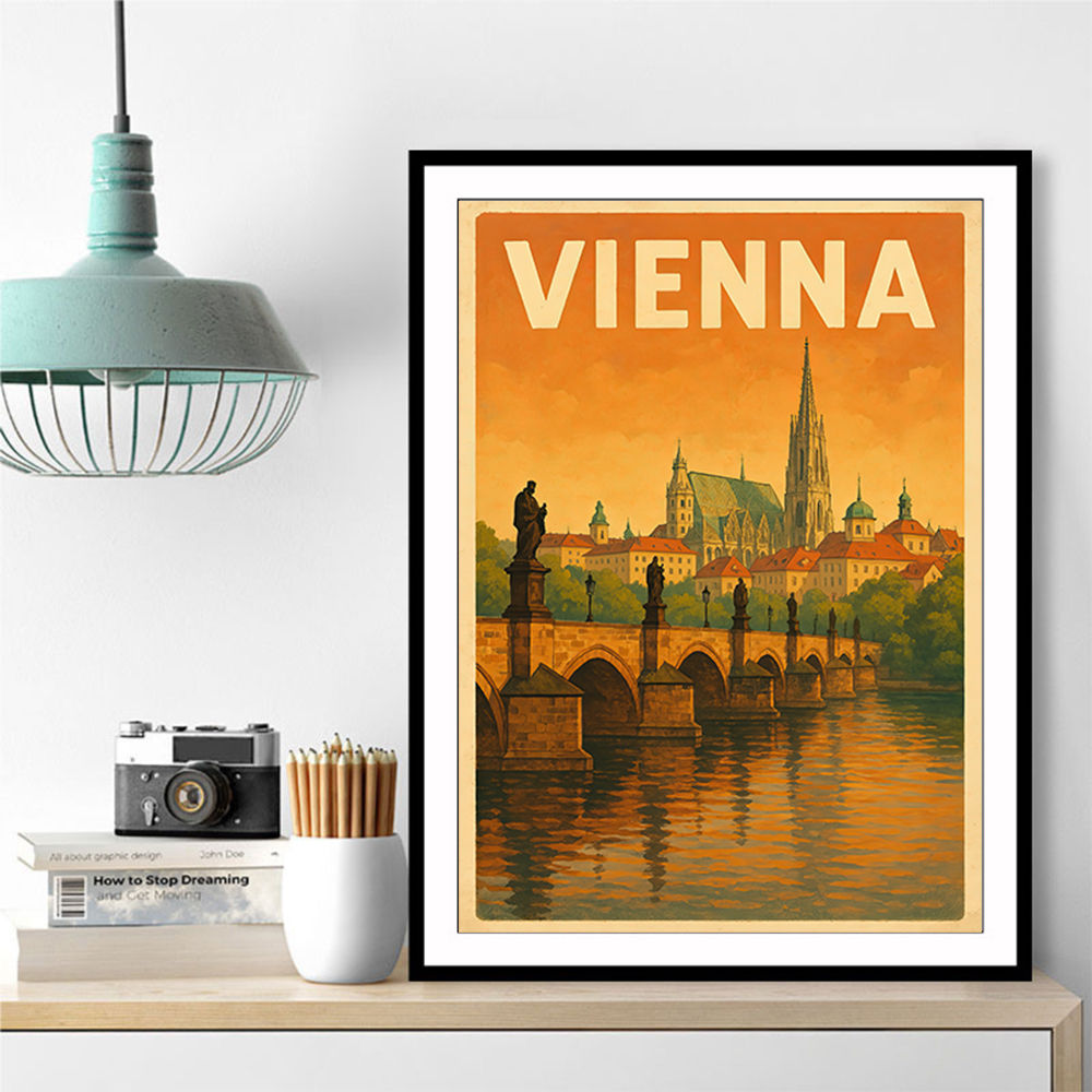Vienna Charles Bridge Travel Poster 2 Wall Art