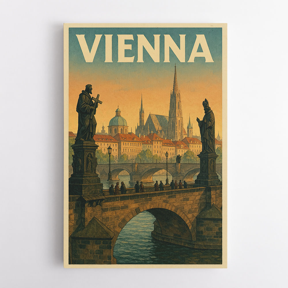 Vienna Charles Bridge Travel Poster Wall Art