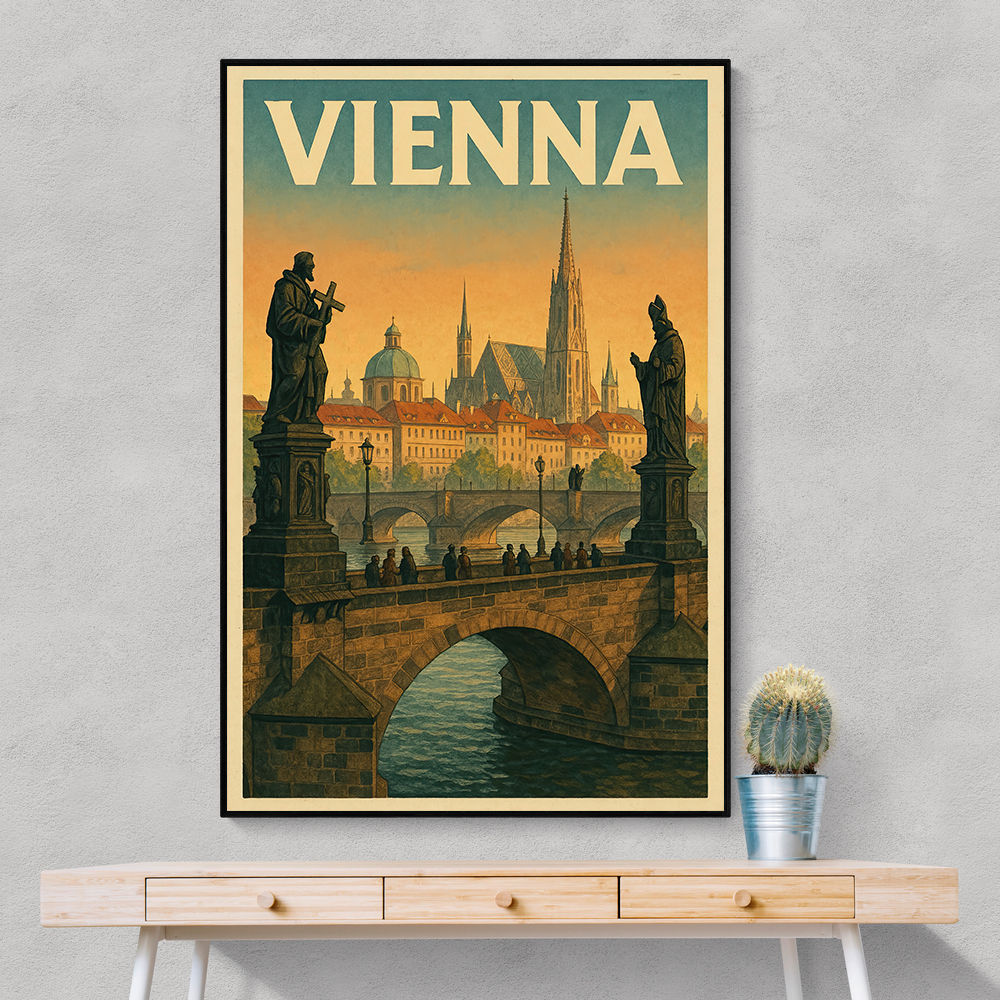 Vienna Charles Bridge Travel Poster Wall Art