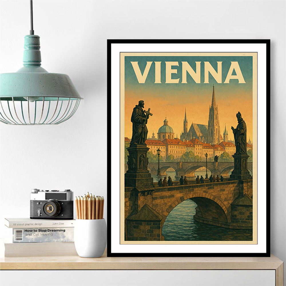 Vienna Charles Bridge Travel Poster Wall Art