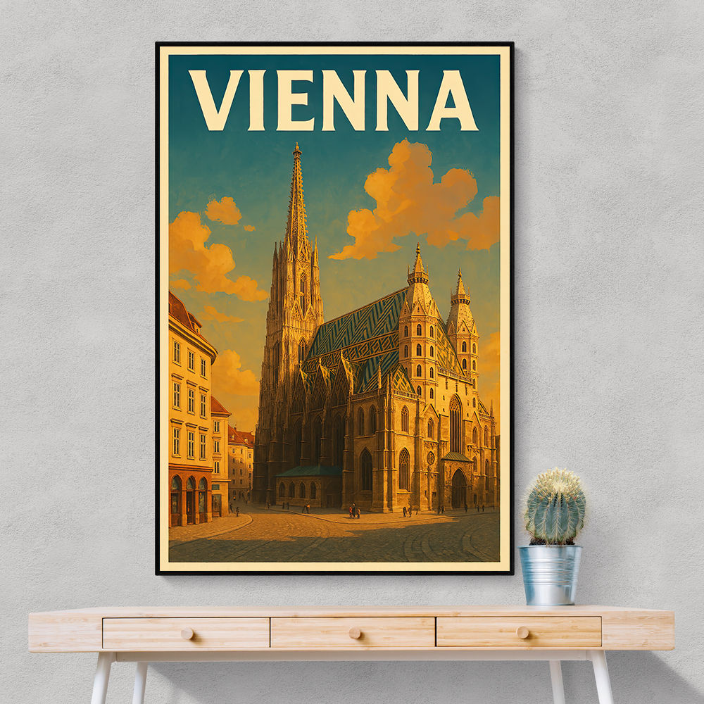 Vienna Travel Poster Featuring St. Stephen’s Cathedral 1 Wall Art