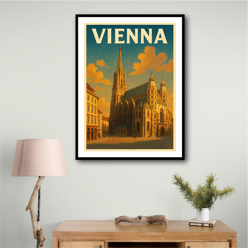 Vienna Travel Poster Featuring St. Stephen’s Cathedral 1 Wall Art