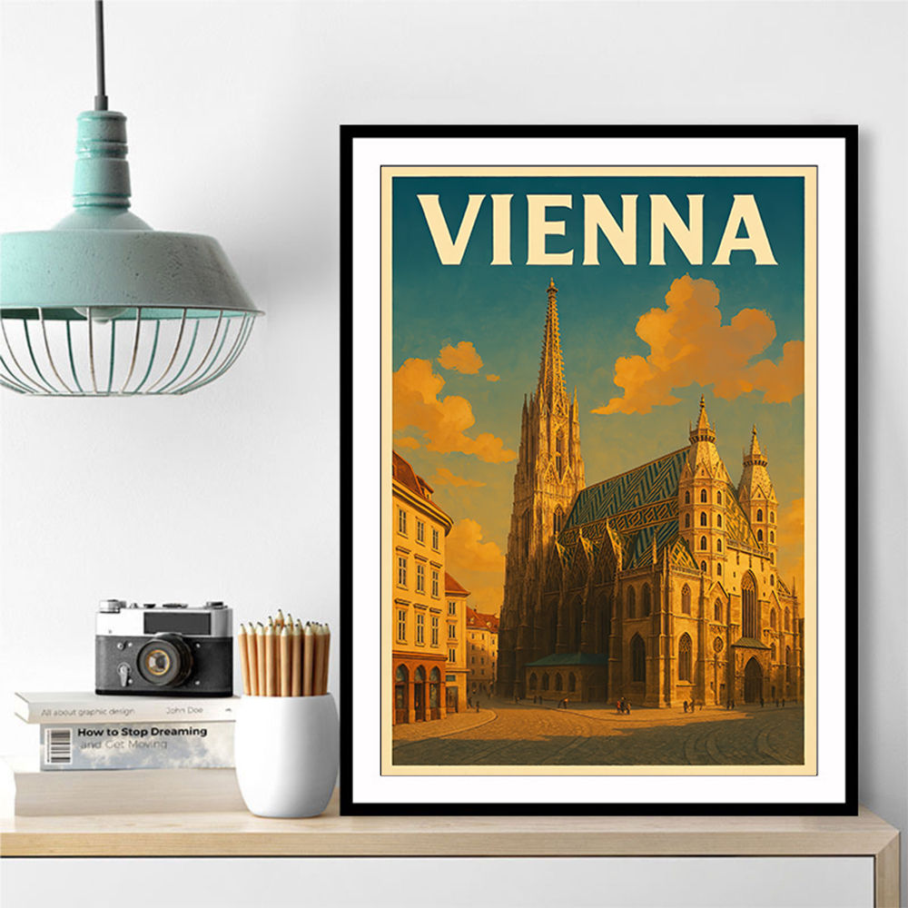Vienna Travel Poster Featuring St. Stephen’s Cathedral 1 Wall Art